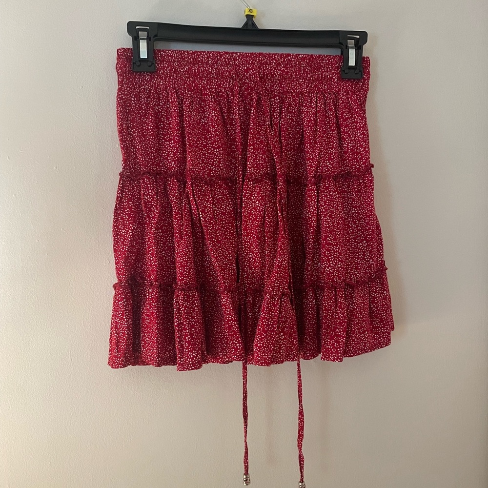 Princess Polly Red and White Ruffle Skirt